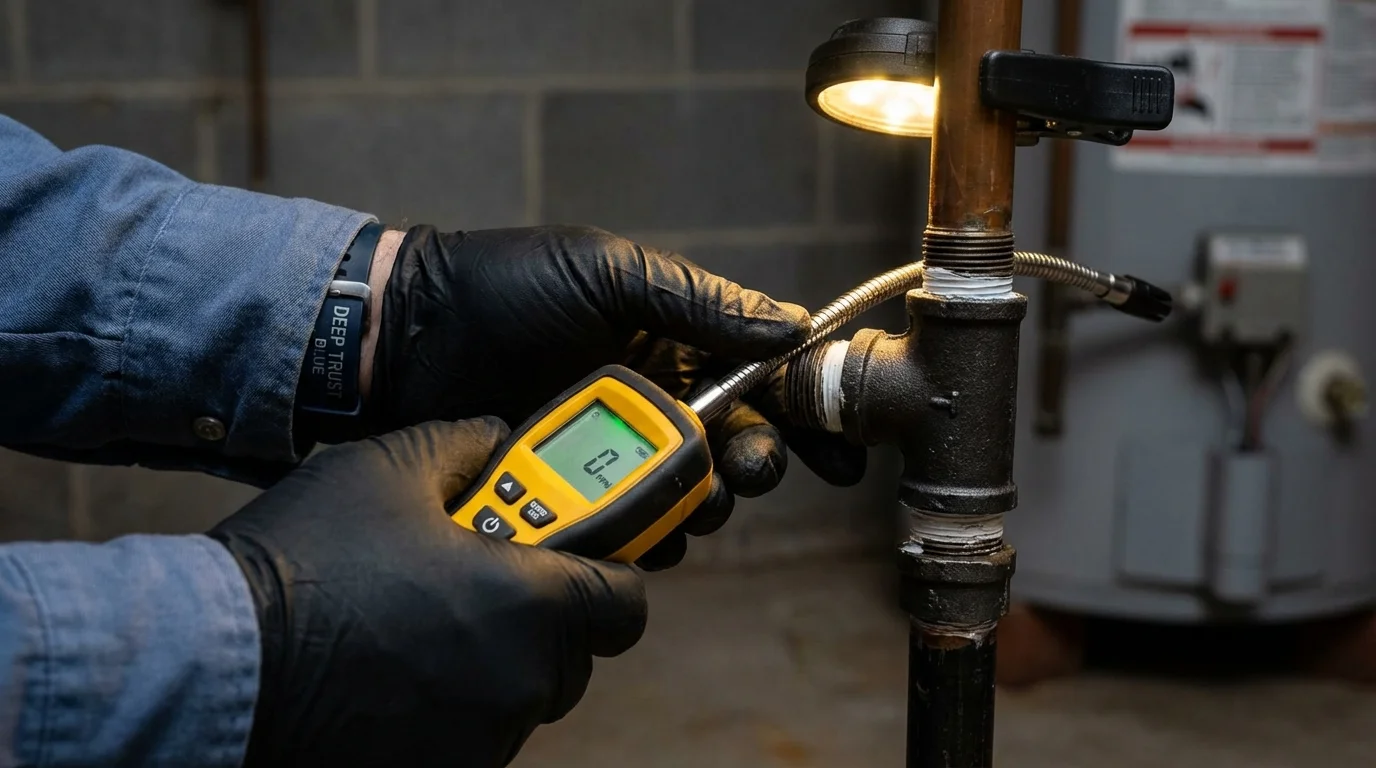 Gas leak detection with electronic sniffer by Johns Plumbing LLC in Billings