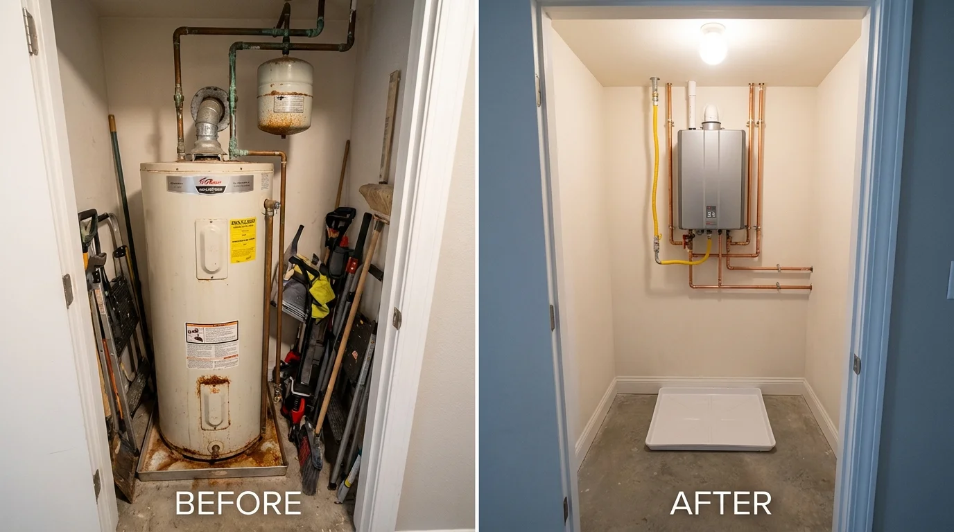 Tank water heater versus wall-mounted tankless unit comparison for Billings, MO homeowners
